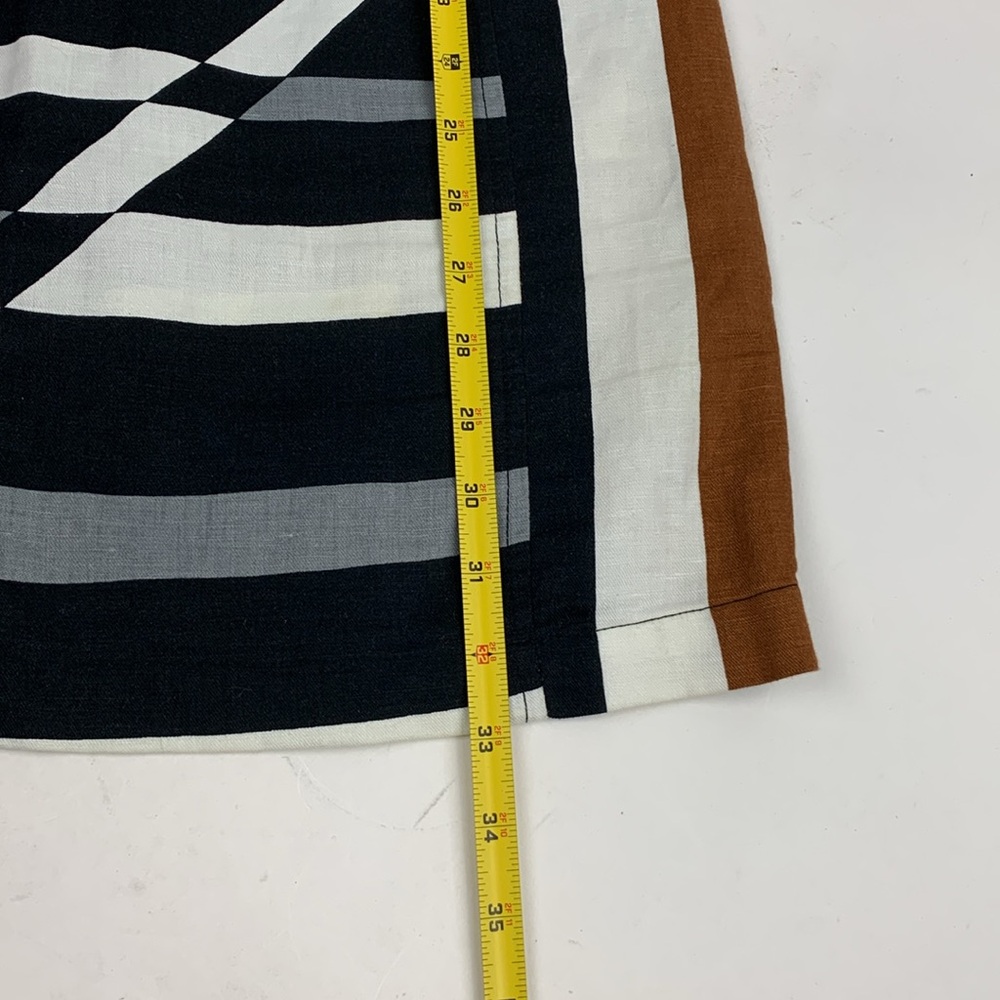 Derek Lam Linen Dress Size 4 Short Cap sleeve Zip up Geometric Multicolor Earthy - Picture 11 of 15